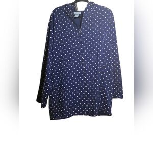 Liz & Me Navy Blue Polka Dot Zip Hoodie